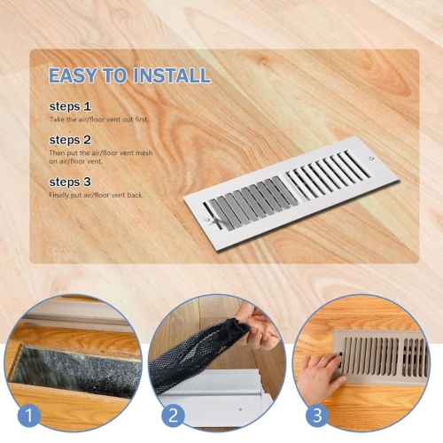 Floor Register Vent Cover Filter Net - Easy Installation & Deep Mesh Design Catches Toys Snacks Pet Hair and Pet Food
