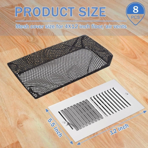 Floor Register Vent Cover Filter Net - Easy Installation & Deep Mesh Design Catches Toys Snacks Pet Hair and Pet Food
