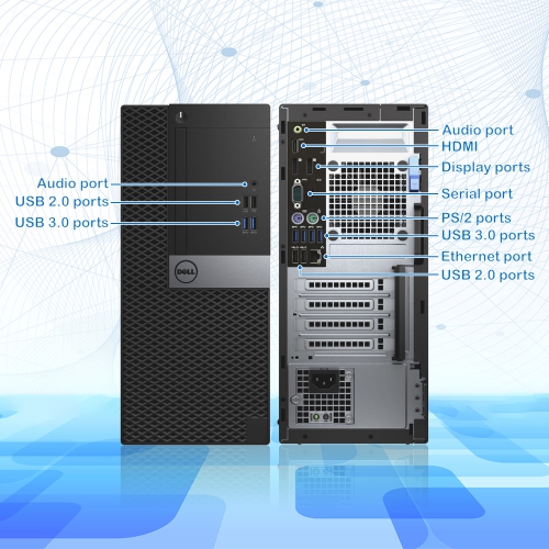 Refurbished - DELL Desktop PC OptiPlex Mini Tower Business Computer | Intel Core i5 CPU | 16GB DDR4 RAM | 512GB NVMe SSD | Windows 10 Pro | Built-in