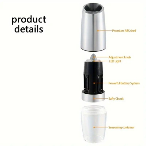 Electric Gravity Electric Pepper And Salt Grinder Set, Adjustable Coarseness