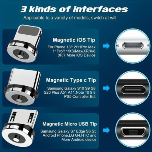 Magnetic Charging Cable, 10-In-1 Micro USB Multi-Cable Charger Charging Cables