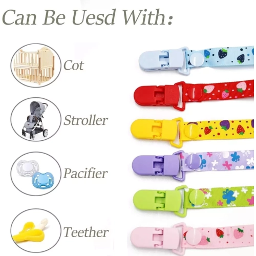 baby clip pacifier holder, Baby Elderly Adult Adjustable Assorted Colour Bib Clip Neck Strap Napkin Clip Lanyard - Pink