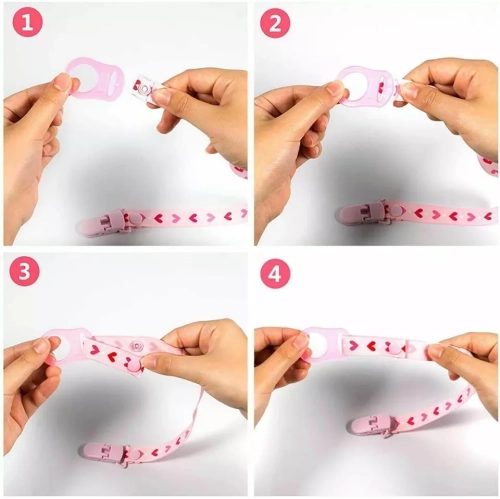 baby clip pacifier holder, Baby Elderly Adult Adjustable Assorted Colour Bib Clip Neck Strap Napkin Clip Lanyard - Pink