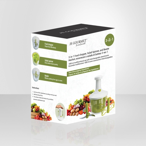 JS Gourmet – Hachoir 3 en 1, essoreuse à salade et mélangeur, capacité 1850&nbsp;ml, vert