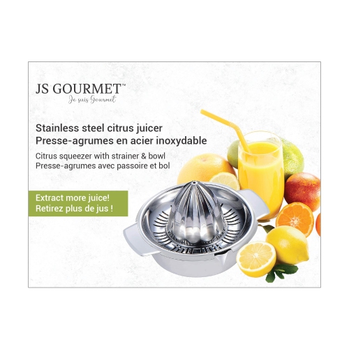 JS Gourmet - Citrus Juicer with Strainer and Stainless Steel Bowl