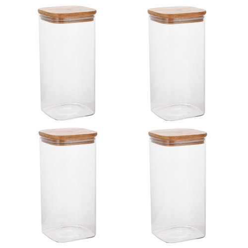 JESSAR  - Set Of 4 Borosilicate Glass Storage Containers, 1300Ml Capacity