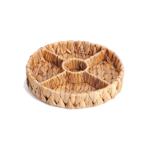 Jessar - Set of 2 5-Section Storage Baskets, Made of Water Hyacinth