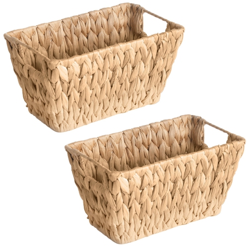 Jessar - Set of 2 Water Hyacinth Storage Baskets with Handles