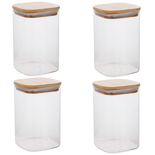 Jessar - Set of 4 Borosilicate Glass Storage Containers, 950ml Capacity