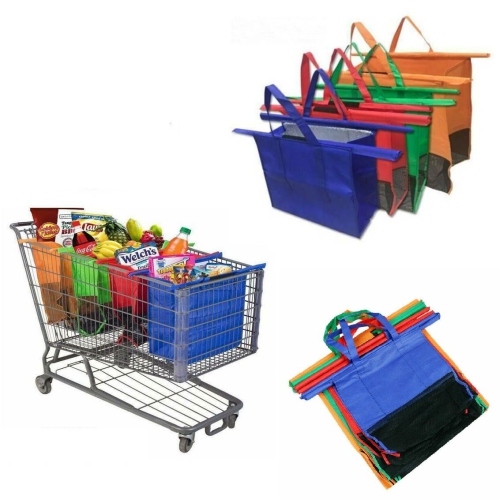 Reusable Grocery Trolley Bags ,Foldable shopping bag, shopping bag suitable for all standard shopping trolleys, turquoise, shopping bag, shopping
