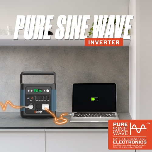 SENIX 1200W Portable Power Station, 2400W Peak, 974.4Wh Li-ion Battery, Solar-Ready Backup for Home, Camping & Emergencies, Fast Charging USB & AC