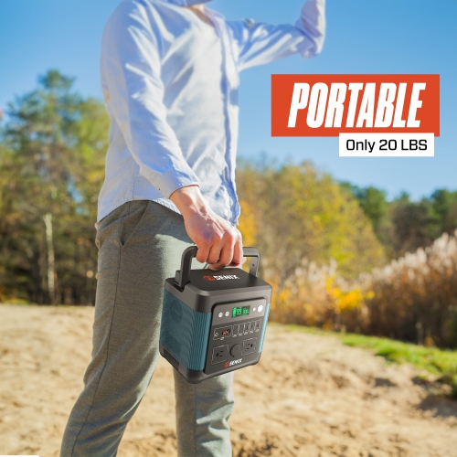 SENIX 1200W Portable Power Station, 2400W Peak, 974.4Wh Li-ion Battery, Solar-Ready Backup for Home, Camping & Emergencies, Fast Charging USB & AC