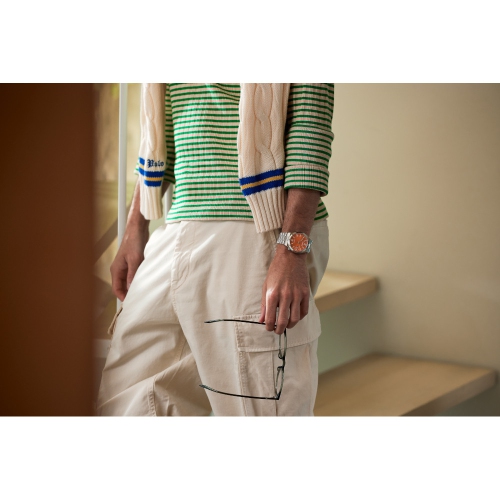 Montre automatique pour hommes « TSUYOSA » 40&nbsp;mm avec boîtier et bracelet en acier inoxydable argenté et cadran orange de Citizen