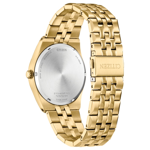 Citizen Mens Corso Eco-Drive Watch 40mm Gold-Tone Stainless Steel Case and Bracelet with Black Dial
