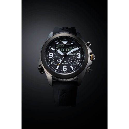 Citizen Mens Promaster Land Eco-Drive Watch 43.9mm Silver-Tone Stainless Steel Case Black Polyurethane Strap with Black Dial