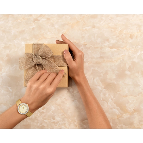 Bulova Ladies Crystal Quartz Watch 32mm Gold-Tone Stainless Steel Case and Bracelet with Champagne Dial