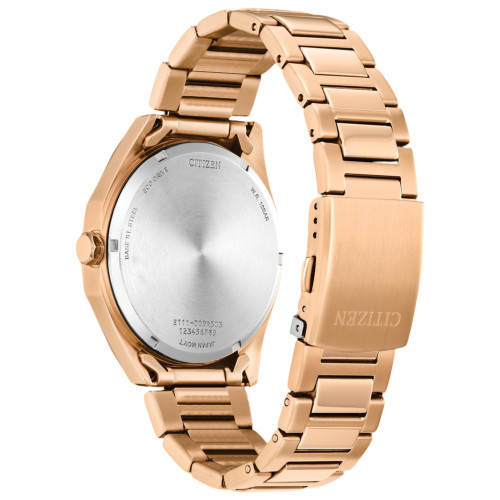 Montre pour hommes Weekender Eco-Drive de Citizen, 41 mm boîtier et bracelet en inox rose doré avec cadran vert