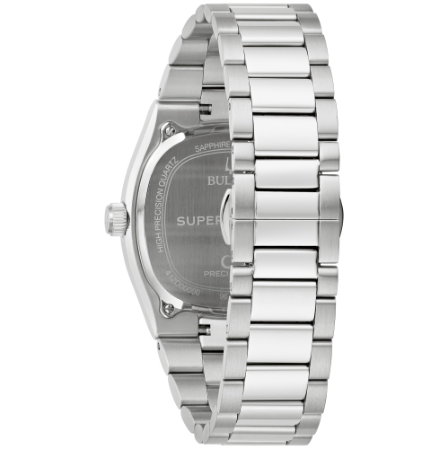 Bulova Mens Super Seville Precisionist Watch 37.5mm Silver-Tone Stainless Steel Case and Bracelet with Blue Dial