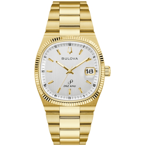 BULOVA  Mens Super Seville Precisionist Watch 37.5MM Gold-Tone Stainless Steel Case And Bracelet With Silver-White Dial (97B223) In Multicolor
