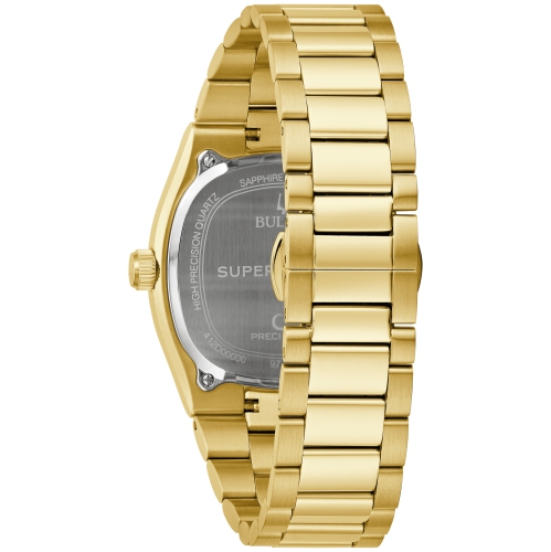 Bulova Mens Super Seville Precisionist Watch 37.5mm Gold-Tone Stainless Steel Case and Bracelet with Silver-White Dial