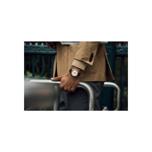 Bulova Mens Hudson Automatic Watch 39mm Rose Gold-Tone Stainless Steel Case Brown Leather Strap with Silver-White Dial