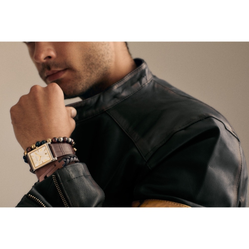 Bulova Mens Sutton Quartz Watch 29mm Two-Tone Stainless Steel Case Brown Leather Strap with Silver-White Dial