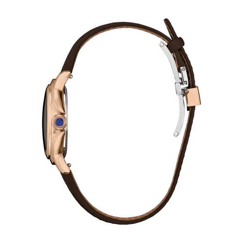 Citizen Ladies Ceci Eco-Drive Watch 32mm Rose Gold-Tone Stainless Steel Case Brown Apple Leather Strap with Brown Dial