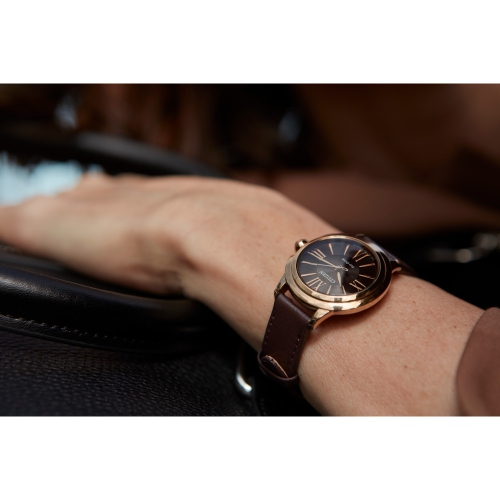 Citizen Ladies Ceci Eco-Drive Watch 32mm Rose Gold-Tone Stainless Steel Case Brown Apple Leather Strap with Brown Dial