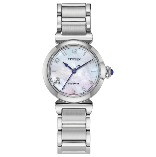 Montre pour femmes L Mae Eco-Drive de Citizen 26&nbsp;mm avec boîtier et bracelet en acier inoxydable argenté et cadran blanc