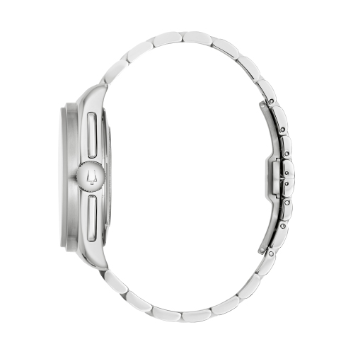 Bulova Mens Lunar Pilot HPQ Box-Set 43.5mm Silver-Tone Stainless Steel Case and Combination Bracelet/Strap with Red Dial