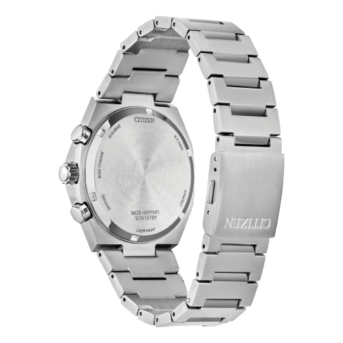 Citizen Mens Zenshin Chrono Eco-Drive Watch 42.5mm Silver-Tone Super Titanium Case and Bracelet with Blue Dial