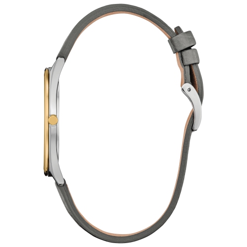 Montre unisexe Suratto Eco-Drive 38,4 mm de Citizen avec boîtier en inox deux tons et bracelet en cuir gris avec cadran gris