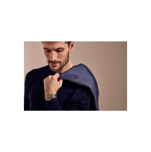 Montre unisexe Suratto Eco-Drive 38,4 mm de Citizen avec boîtier en inox deux tons et bracelet en cuir gris avec cadran gris