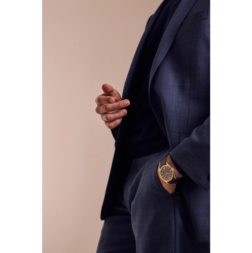 Montre unisexe Suratto Eco-Drive 38,4 mm de Citizen avec boîtier en inox deux tons et bracelet en cuir gris avec cadran gris