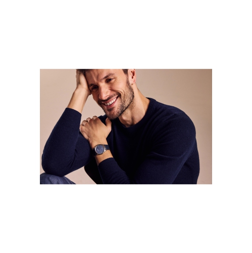 Montre unisexe Suratto Eco-Drive 38,4 mm de Citizen avec boîtier en inox argenté et bracelet en cuir bleu avec cadran bleu