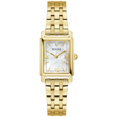 BULOVA  Ladies Sutton Quartz Watch 21MM Gold-Tone Stainless Steel Case And Bracelet With Dial (97L177) In White
