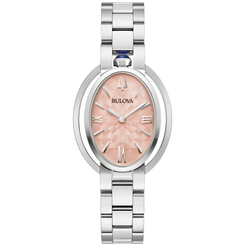 Bulova Ladies Rubaiyat Quartz Watch 28.8mm Silver-Tone Stainless Steel Case and Bracelet with Salmon Dial