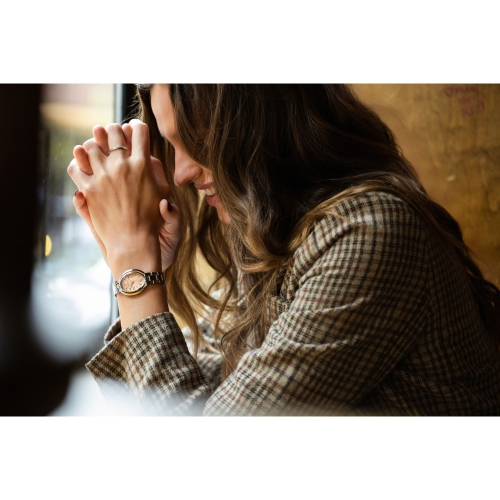 Bulova Ladies Rubaiyat Quartz Watch 28.8mm Silver-Tone Stainless Steel Case and Bracelet with Salmon Dial