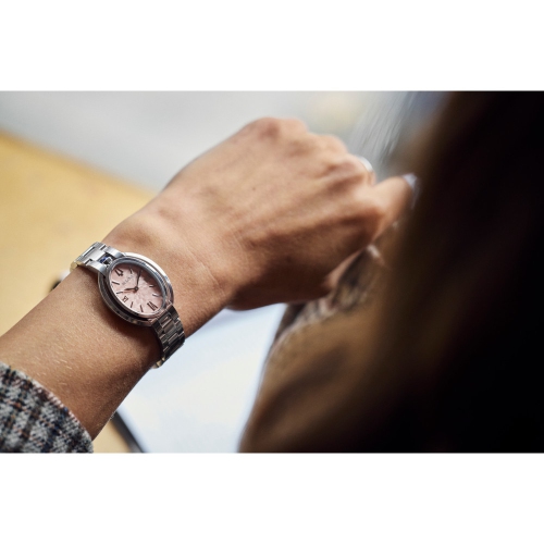 Bulova Ladies Rubaiyat Quartz Watch 28.8mm Silver-Tone Stainless Steel Case and Bracelet with Salmon Dial