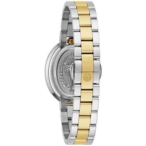 Bulova Ladies Rubaiyat Quartz Watch 28.8mm Two-Tone Stainless Steel Case and Bracelet with Silver-White Dial