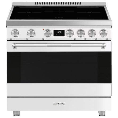 Smeg 36" 4.6 Cu Ft True Convection 5-Element Freestanding Induction Range - White - Only at Best Buy