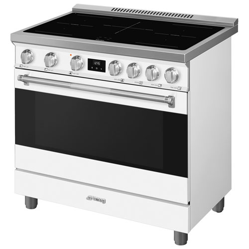Smeg 36" 4.6 Cu Ft True Convection 5-Element Freestanding Induction Range - White - Only at Best Buy