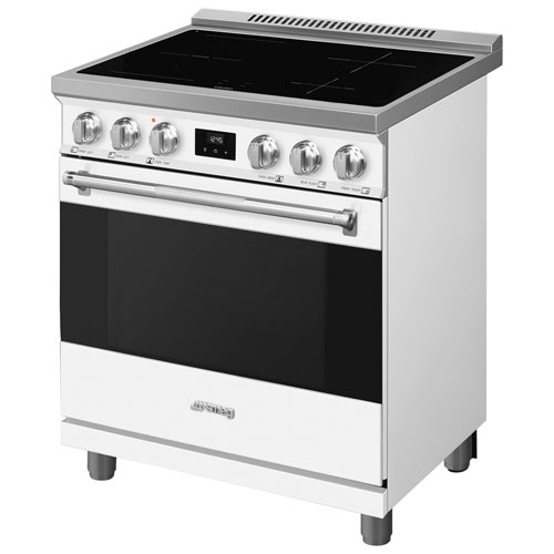 Cuisinière à induction autonome avec convection véritable 4,6 pi³ 30 po de Smeg - Blanc - Exclusivité de Best Buy