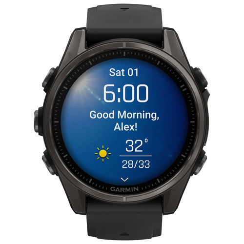 Garmin f nix 8 43mm AMOLED Bluetooth Multisport Smartwatch Black Carbon Grey Best Buy Canada