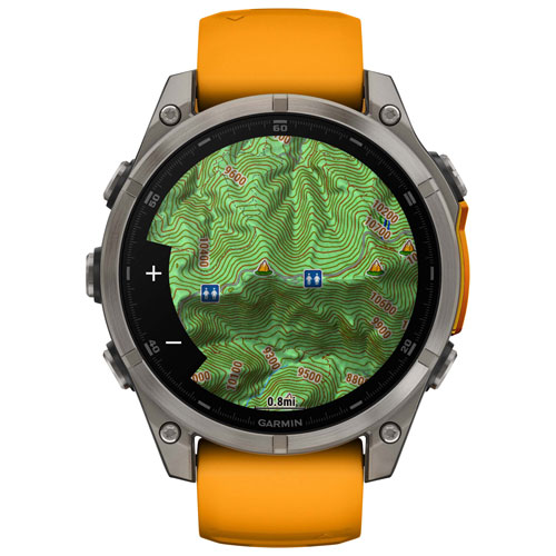 Montre intelligente multisport Bluetooth vitre saphir AMOLED fēnix 8 de 47 mm de Garmin - Orange/Graphite/Gris carbone