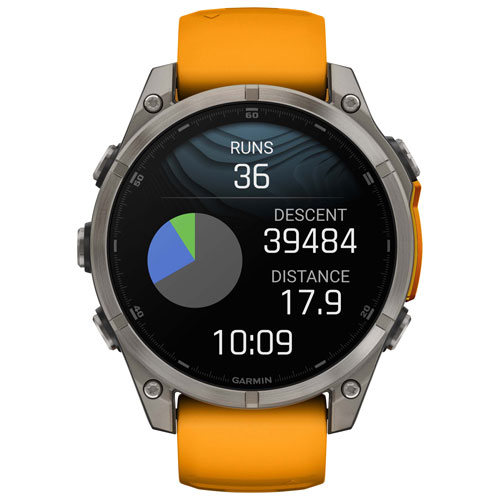 Montre intelligente multisport Bluetooth vitre saphir AMOLED fēnix 8 de 47 mm de Garmin - Orange/Graphite/Gris carbone