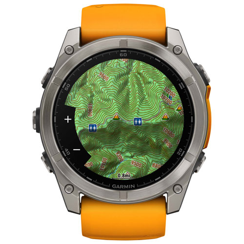 Montre intelligente multisport Bluetooth vitre saphir AMOLED fēnix 8 de 51 mm de Garmin - Orange/Graphite/Gris carbone