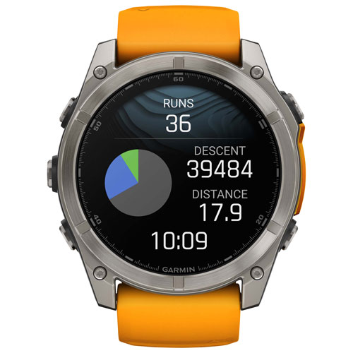Montre intelligente multisport Bluetooth vitre saphir AMOLED fēnix 8 de 51 mm de Garmin - Orange/Graphite/Gris carbone