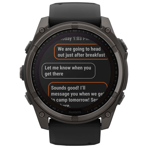 Montre intelligente multisport Bluetooth solaire à vitre saphir fēnix 8 de 51 mm de Garmin - Noir/Gris carbone