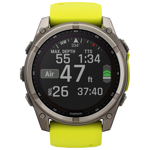 Garmin fēnix 8 51mm Sapphire Solar Bluetooth Multisport Smartwatch - Amp Yellow/Graphite/Carbon Grey